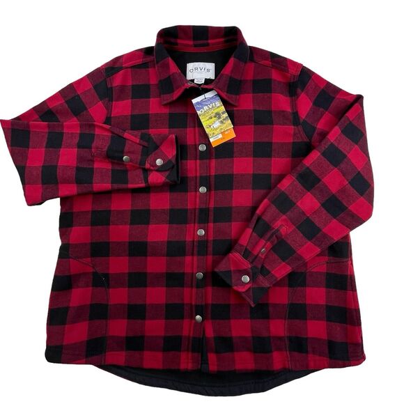 Orvis Pinnacle Shirt Jacket Women XXL Fleece Lined Flannel Shacket Buffalo Plaid - Picture 2 of 16